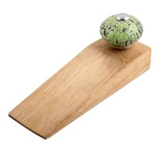 Green And Black Etched Ceramic Wooden Door Stopper